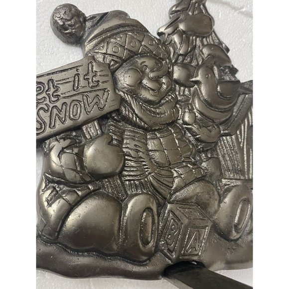 Let it Snow Snowman 6+" Christmas Stocking Holder Heavy Cast Iron - Picture 5 of 5